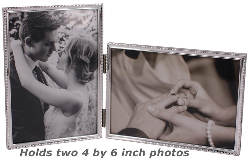 LEADEX Vertical Horizontal Combo- Double 4 by 6 Inch Metal Folding Picture Frames-(1 Landscape and 1 Portrait Style) (Silver) - Image 4