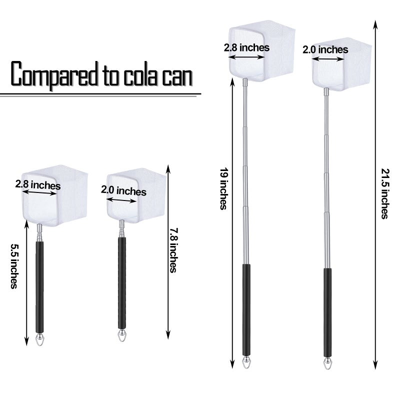 Shappy 4 Pieces Fish Tank Shrimp Net Extendable Handle Shrimp Net Stainless Steel Small Aquarium Catch Mesh with Adjustable Handle for Aquarium Fish Tank Pond(Black) - Image 3