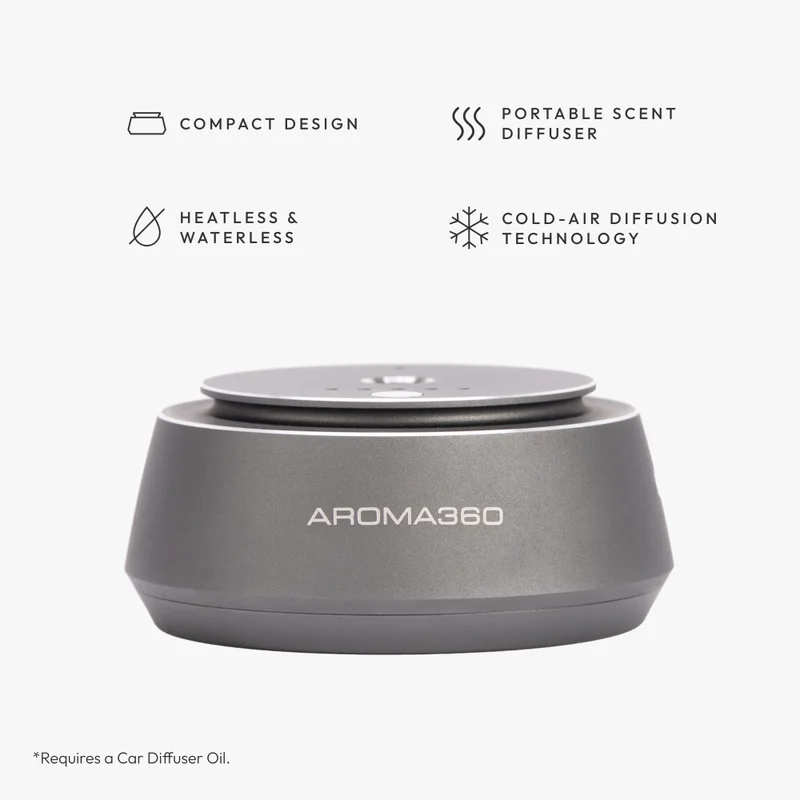 Aroma360  Smart Car Diffuser - Smart Aromatherapy Diffuser for Cars - Portable Air Diffuser - Detects When Car is On - Smart Car Accessories  | Best Price UAE