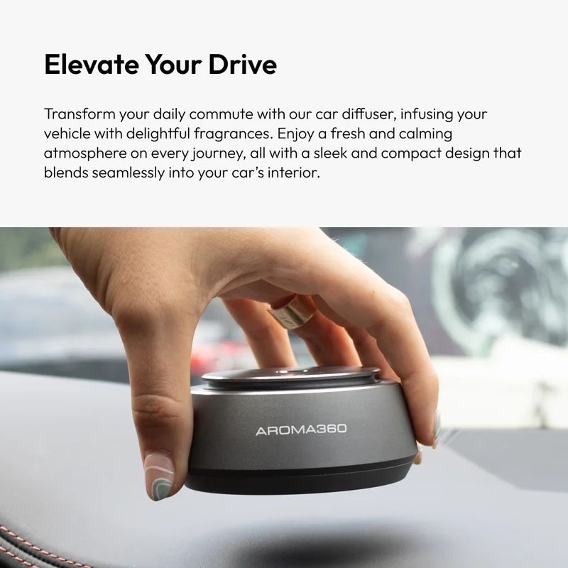 Aroma360  Smart Car Diffuser - Smart Aromatherapy Diffuser for Cars - Portable Air Diffuser - Detects When Car is On - Smart Car Accessories  | Best Price UAE