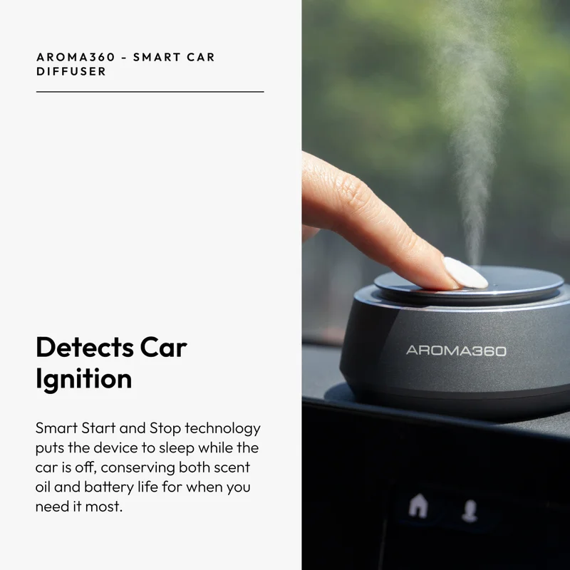 Aroma360  Smart Car Diffuser - Smart Aromatherapy Diffuser for Cars - Portable Air Diffuser - Detects When Car is On - Smart Car Accessories  | Best Price UAE
