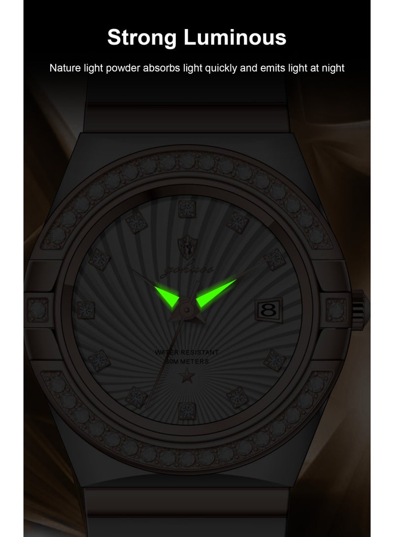 جوهوس ساعة نسائية، كوارتز، فولاذ مقاوم للصدأ، مقاومة للماء، تناظرية، ساعة يد فاخرة للأعمال - 27 مم - Image 3