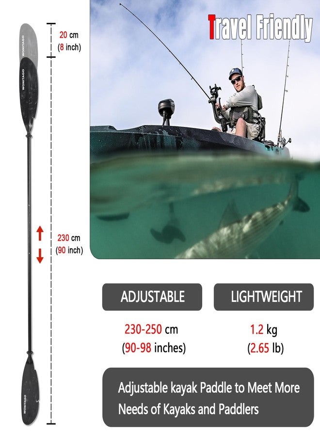 WONITAGO Angler Kayak Paddles Aluminum Paddle with Plastic Blades and Paddle Leash, Floating Adjustable Fihsing Kayak Oars, 3 Piece, 230-250cm/90-98 inch Blue - Image 4