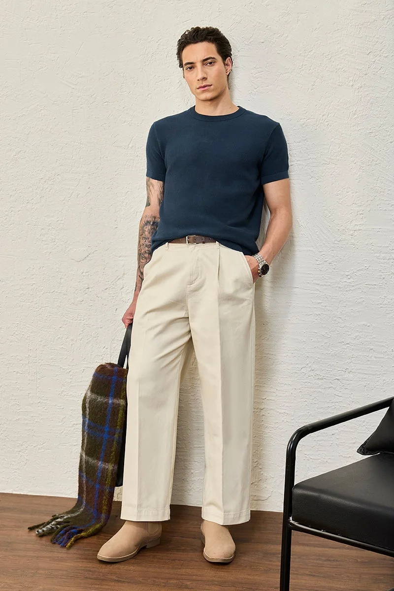 سنيتش Navy Solid Short Sleeve Regular Fit Luxe T-Shirt