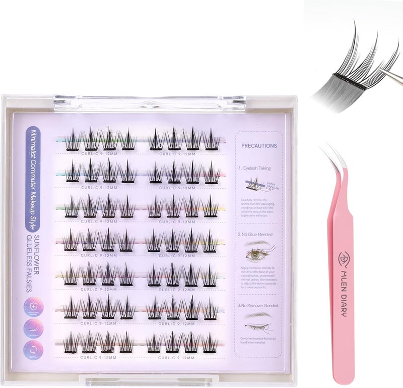 مجموعة رموش ملصقة ذاتيًا من ملين دايري 612 مم د كيرل رموش صناعية بدون غراء قابلة لإعادة الاستخدام رموش مانhwa ملصقة ذاتيًا مظهر طبيعي مجموعة تمديد رموش افعلها بنفسك