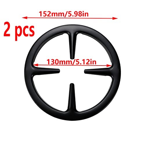 Risbay 2 Pcs Cast Iron Gas Stove Cooker Ring Reducer, Black, 6-Inch - Image 2