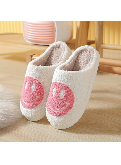 Cartoon Happy Smile Face Fluffy House Slippers Home Indoor