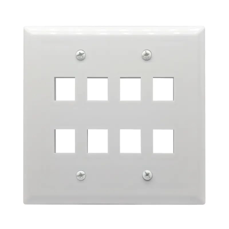 DIYTECH Keystone Wall Plate, Built-In Mounting Bracket, 2 Gang, Supports Jack or Modular Inserts, In Wall Patch Panel - White (8 Port) - Image 2