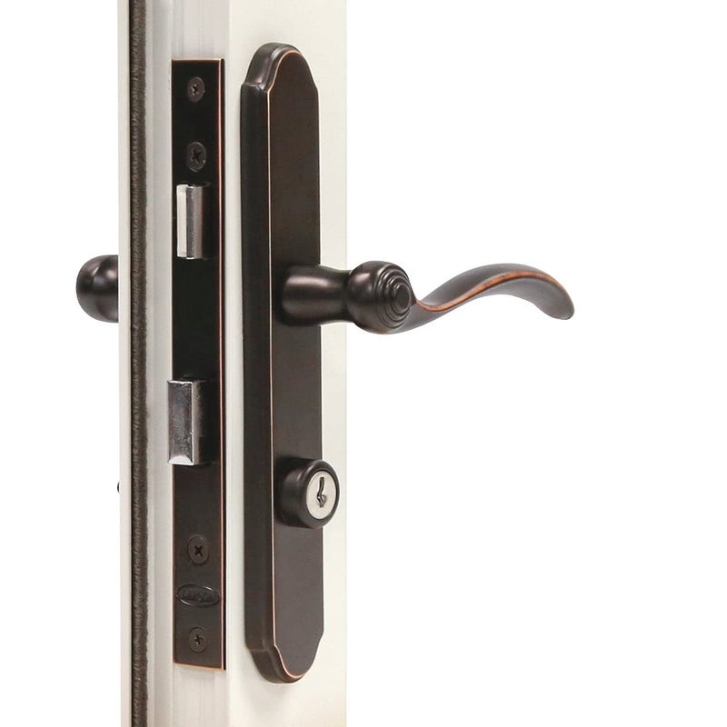 Larson Certified Storm Door Revere Mortise Aged Bronze Handle Set Storm Door Handle Replacement with Keyed Deadbolt