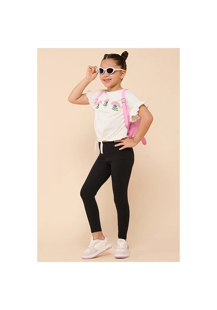 أر أند بي Solid Leggings with Elastic Waist
