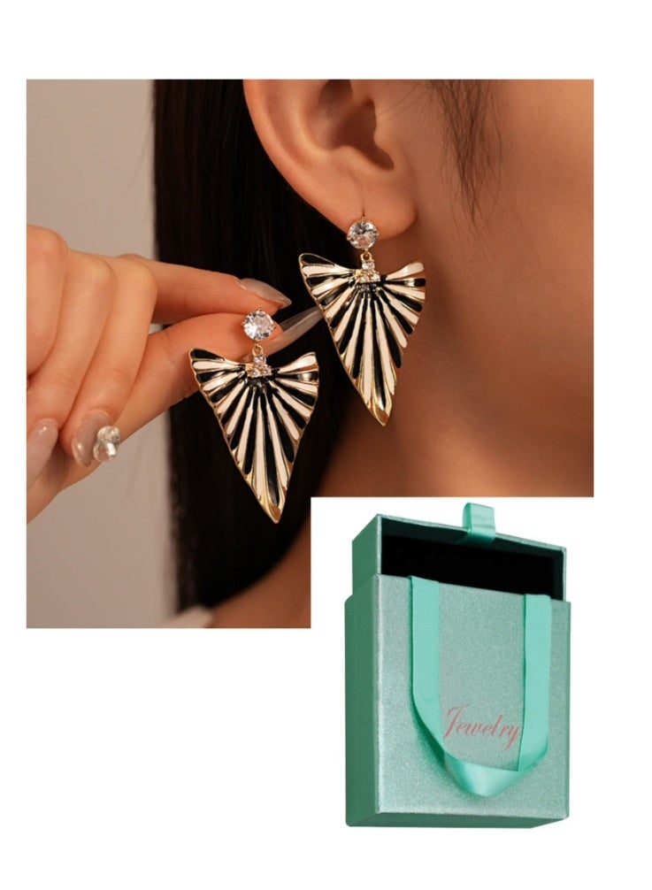 لاتين أقراط نسائية عصرية بإبرة فضية مع علبة هدايا - Image 1