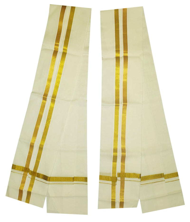 YETTALAN® Mens Traditional High Density 100% Cotton Angavastram/Towel/Gamcha 34x68 Inch (Cream Towels Pack of 2) - Image 2