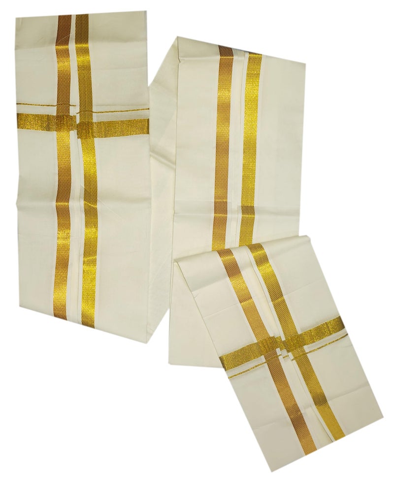 YETTALAN® Mens Traditional High Density 100% Cotton Angavastram/Towel/Gamcha 34x68 Inch (Cream Towels Pack of 2) - Image 3