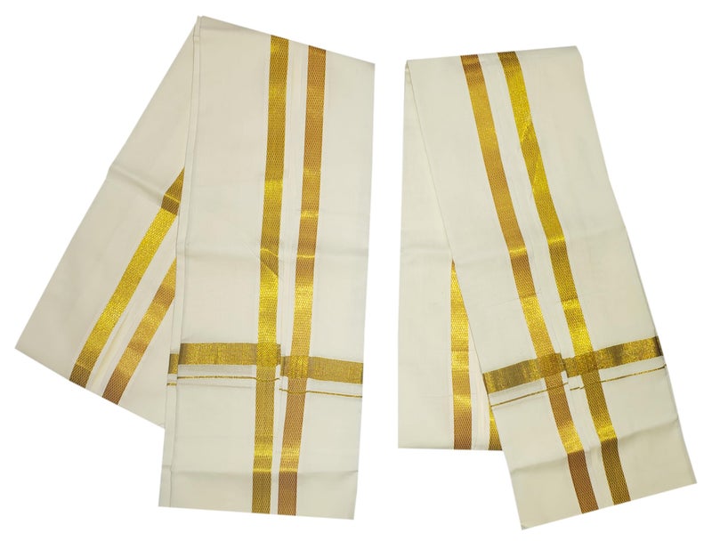 YETTALAN® Mens Traditional High Density 100% Cotton Angavastram/Towel/Gamcha 34x68 Inch (Cream Towels Pack of 2) - Image 4