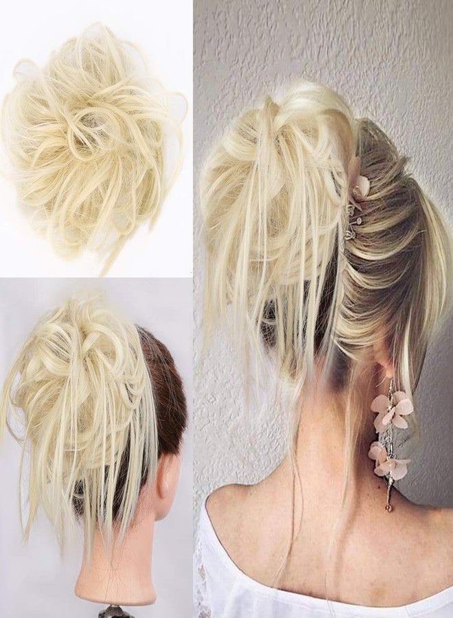 لاتيف وصلات شعر لاتيف بتسريحة الكعكة الفوضوية المرفوعة والمموجة مع ربطة شعر مطاطية مرنة، إكسسوارات شعر فوضوية للنساء والفتيات (كعكة فوضوية، أشقر) - Image 1