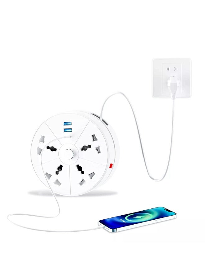 PROMASS Power Socket Extension Reel with 4 Sockets and 3 USB Ports - 2M Cable, 2500W - Image 2