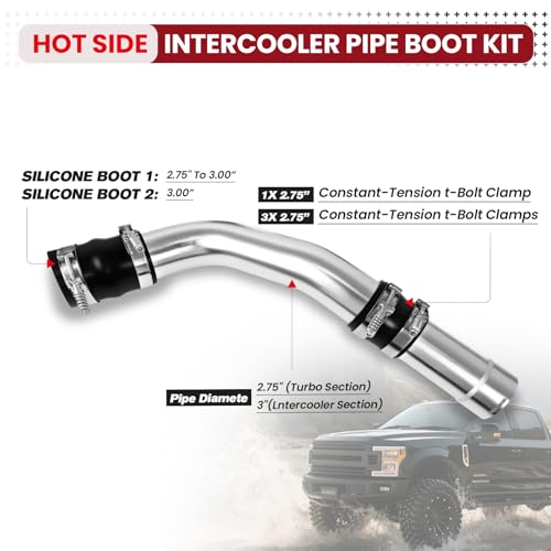 Autoptzxd Max Flow Hot & Cold Side Intercooler Pipe Boot Kit for 2011-2016 Ford 6.7L Powerstroke Diesel Compatible with F-250 F-350 F-450 Super Duty - Image 4