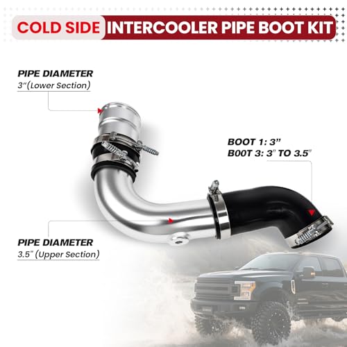 Autoptzxd Max Flow Hot & Cold Side Intercooler Pipe Boot Kit for 2011-2016 Ford 6.7L Powerstroke Diesel Compatible with F-250 F-350 F-450 Super Duty - Image 3