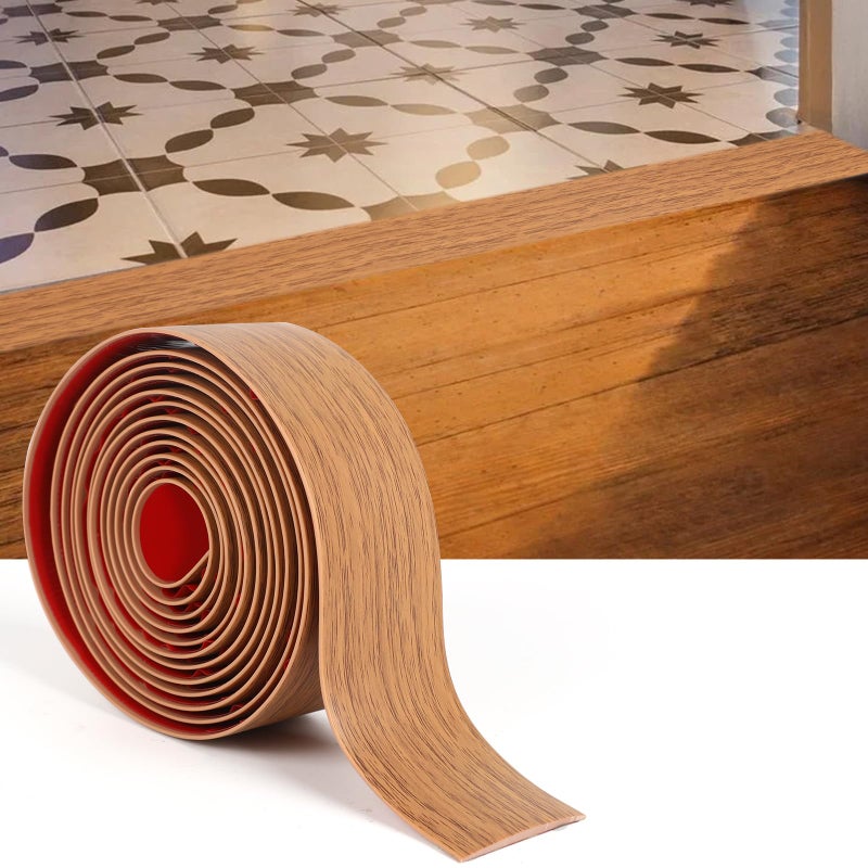 Danlaila 2'' x 10Ft Self Adhesive Floor Transition Strip, Laminate Vinyl Flooring Transition Strip for Joining Floor Gaps, Carpet Threshold, Doorway Transitions, Threshold Cover, Floor Tiles- Brown Wood Grain - Image 1