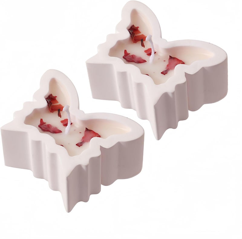 2 Pcs Butterfly Aromatherapy Scented candles - Rose&Cedarwood/English Pear with Freesia Plaster Candles, Natural Essential Oil Soy Wax, Gift Set, Home Decor
