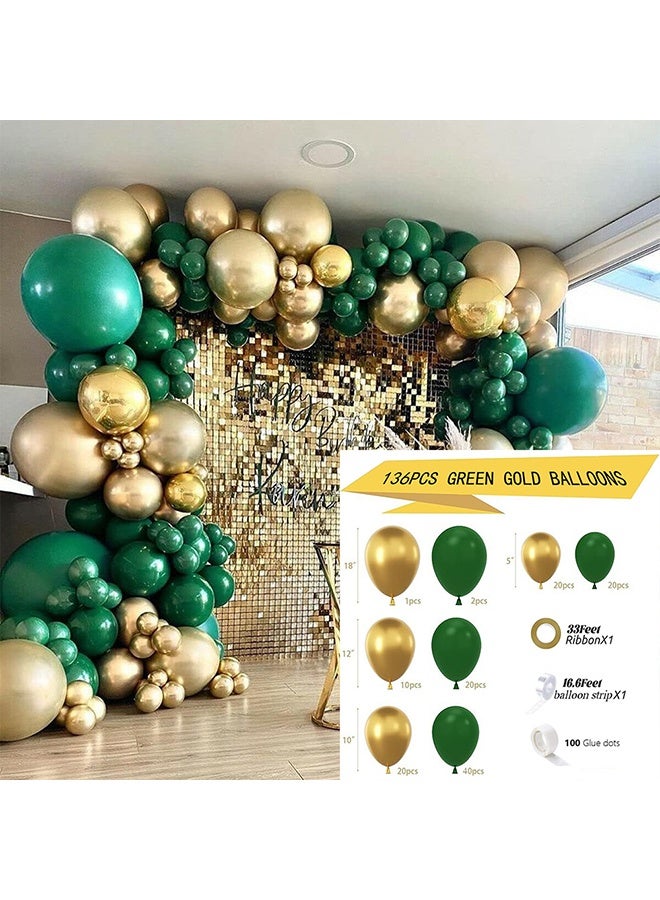 136 Pieces Green Gold Balloons Set Party Balloons Arch Kit - Image 4