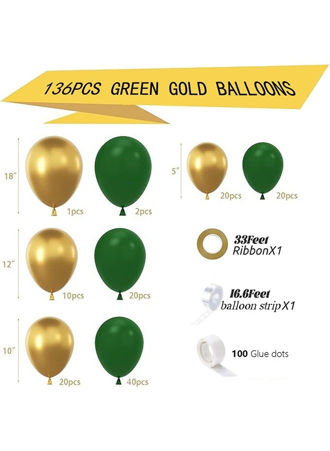 136 Pieces Green Gold Balloons Set Party Balloons Arch Kit - Image 3