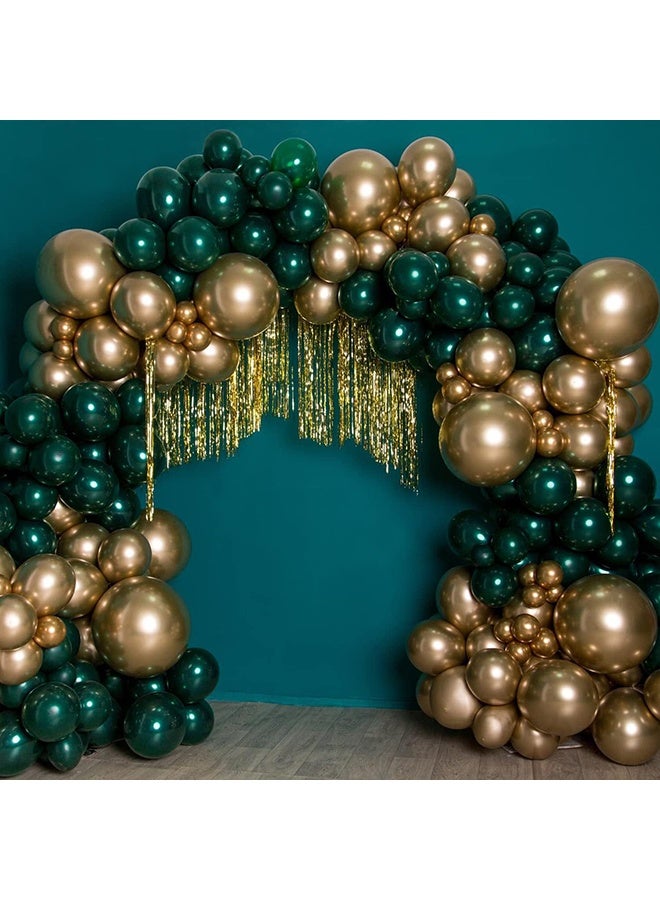 136 Pieces Green Gold Balloons Set Party Balloons Arch Kit - Image 2