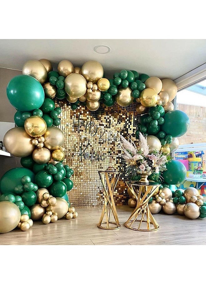 136 Pieces Green Gold Balloons Set Party Balloons Arch Kit - Image 1