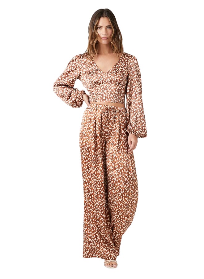 FOREVER 21 Satin Polka Dot Crop Top - Image 1