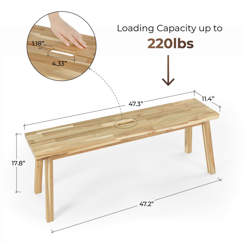 ARROWSTONE Solid Wood Bench for Entryway, Bed Bench, Dining, Plant Stand - Wooden Bench Indoor (47 inches) - Image 3