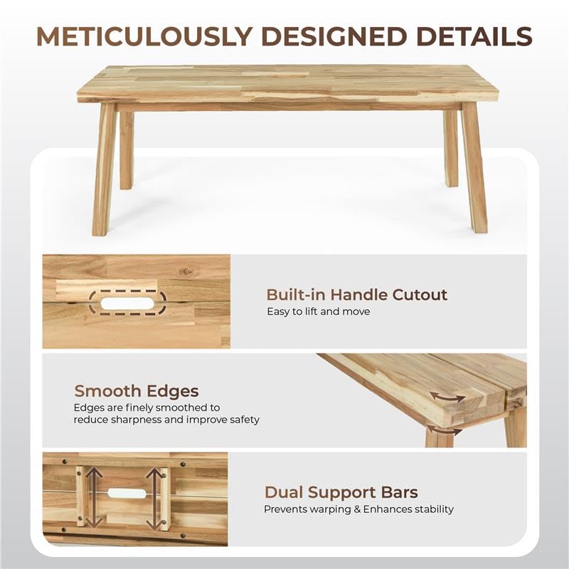 ARROWSTONE Solid Wood Bench for Entryway, Bed Bench, Dining, Plant Stand - Wooden Bench Indoor (47 inches) - Image 4