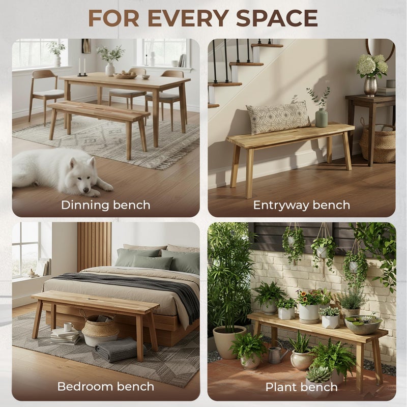 ARROWSTONE Solid Wood Bench for Entryway, Bed Bench, Dining, Plant Stand - Wooden Bench Indoor (47 inches) - Image 5