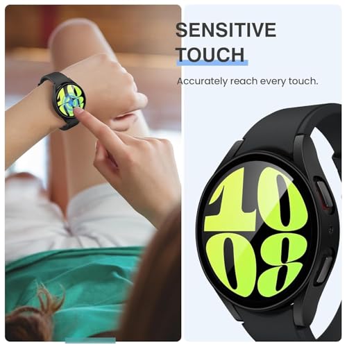 OpenTech Hard Silicone Protection Case Cover with Attached Screen Protector Compatible for Samsung Galaxy Smart Watch 7 (40 mm) Full Coverage (Black) - Image 5