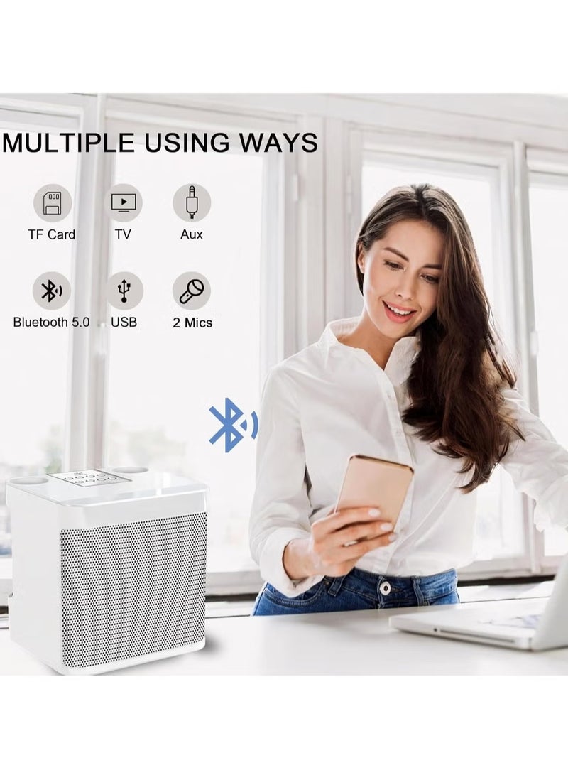 TIGER Portable Bluetooth Karaoke Machine (White) | Ideal Gift with 2 Wireless Microphones | Echo & Vocal Cut Features | Rechargeable Speaker for Parties, Family Gatherings & Celebrations - Image 2