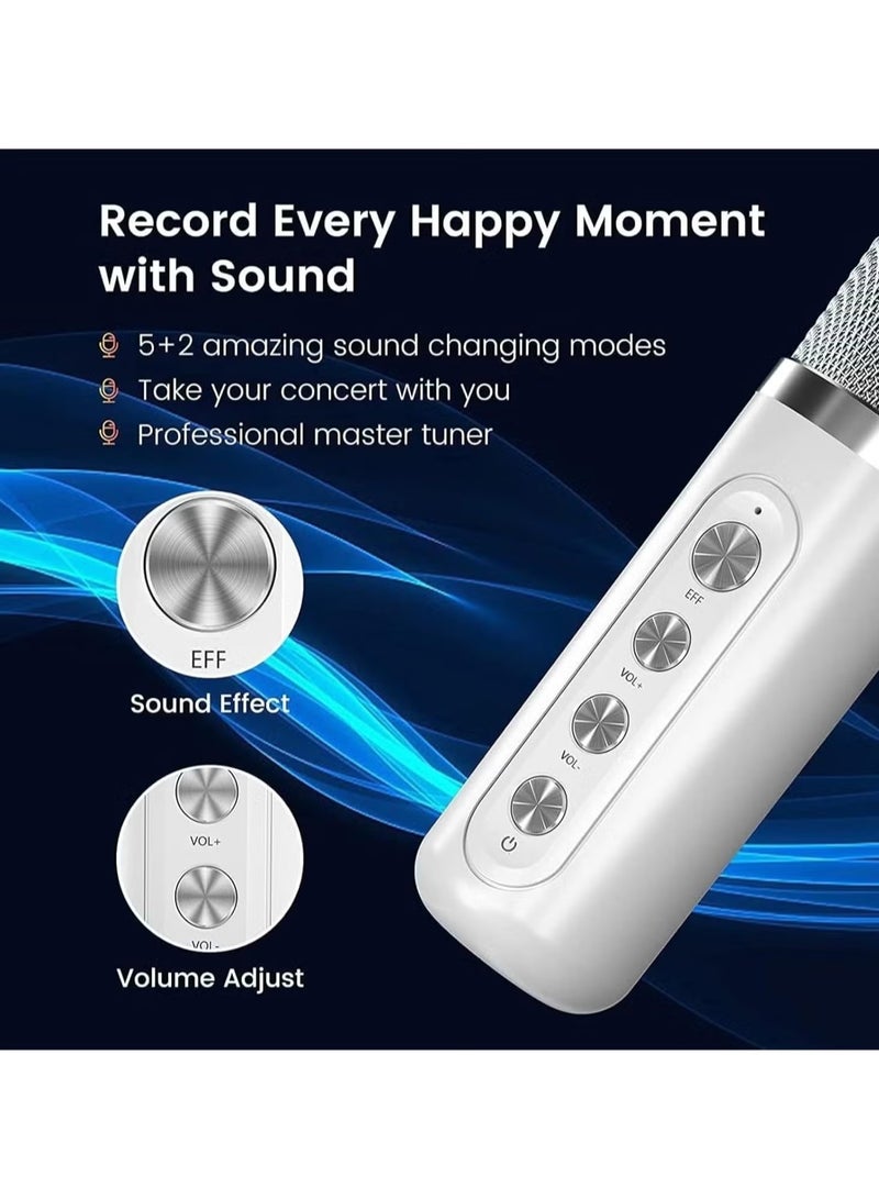 TIGER Portable Bluetooth Karaoke Machine (White) | Ideal Gift with 2 Wireless Microphones | Echo & Vocal Cut Features | Rechargeable Speaker for Parties, Family Gatherings & Celebrations - Image 3