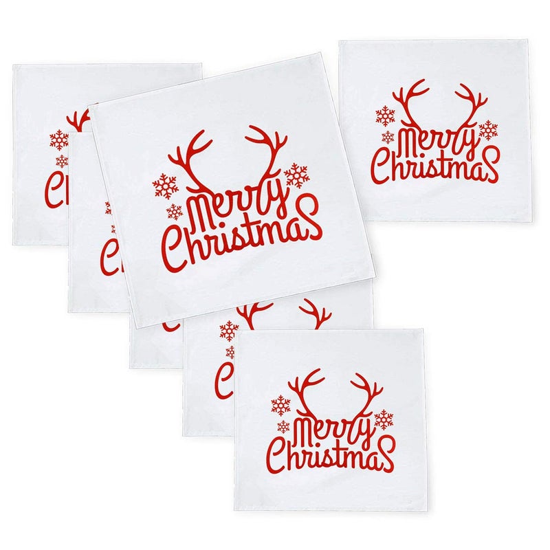Khakee 6 Pcs Christmas Theme Tafta Silk Table Napkins 10x 10 for Xmas Decoration Christmas OrnamentsChristmas Gift npxmas239P - Image 1
