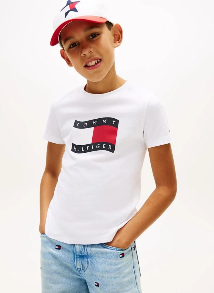 TOMMY HILFIGER Kids Wavy Flag Crew Neck T-Shirt