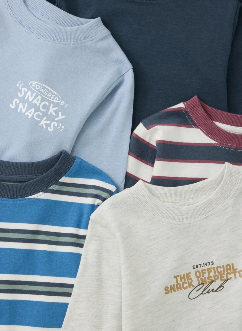 Matalan 5 Pack Boys Multi Snack Tops