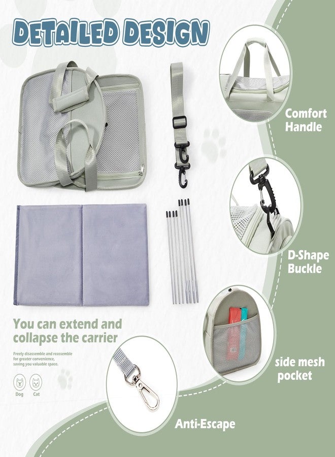 وي بلان حقيبة حمل القطط الكبيرة جدًا من WEPLAN، ذات جوانب ناعمة، معتمدة للسفر الجوي، حقيبة شبكية للحيوانات الأليفة للسفر في الهواء الطلق مع أحزمة كتف، حقائب حمل للقطط/الجراء/الكلاب حتى وزن 30 رطلاً، أخضر - Image 4