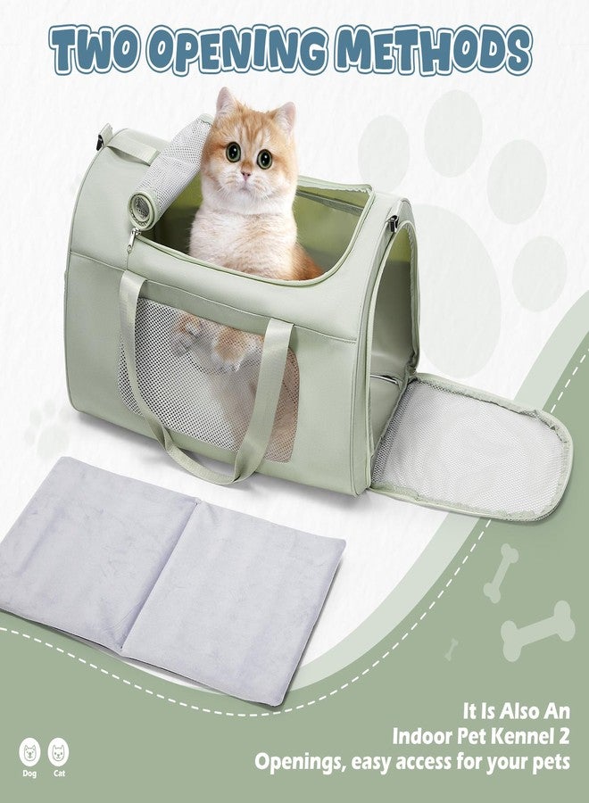 وي بلان حقيبة حمل القطط الكبيرة جدًا من WEPLAN، ذات جوانب ناعمة، معتمدة للسفر الجوي، حقيبة شبكية للحيوانات الأليفة للسفر في الهواء الطلق مع أحزمة كتف، حقائب حمل للقطط/الجراء/الكلاب حتى وزن 30 رطلاً، أخضر - Image 2