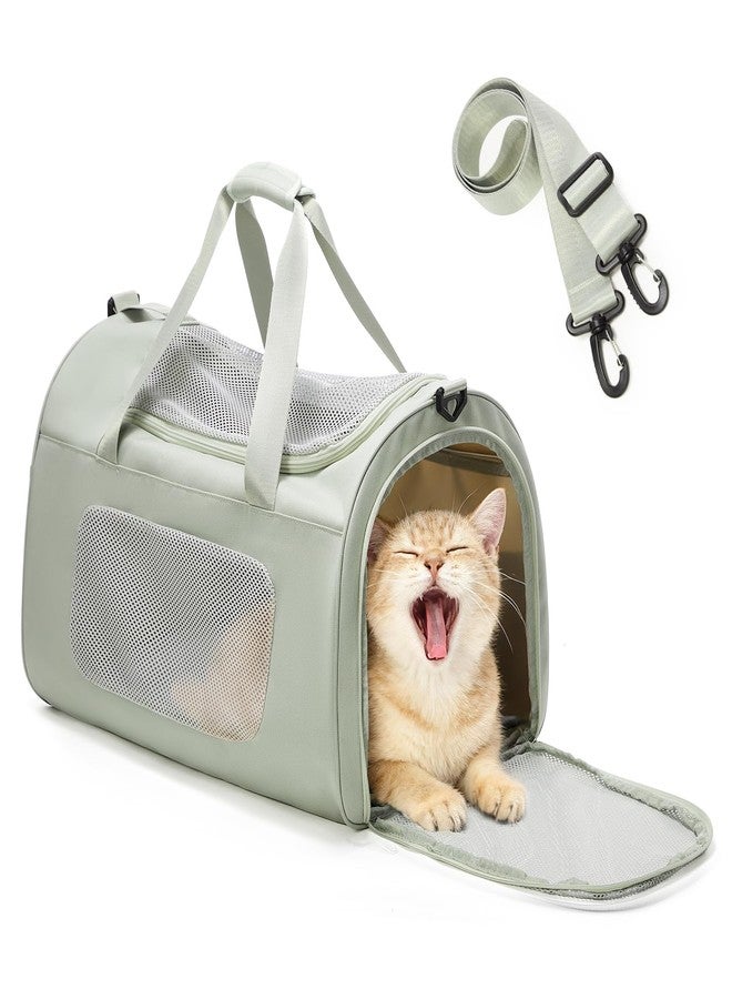 وي بلان حقيبة حمل القطط الكبيرة جدًا من WEPLAN، ذات جوانب ناعمة، معتمدة للسفر الجوي، حقيبة شبكية للحيوانات الأليفة للسفر في الهواء الطلق مع أحزمة كتف، حقائب حمل للقطط/الجراء/الكلاب حتى وزن 30 رطلاً، أخضر - Image 1