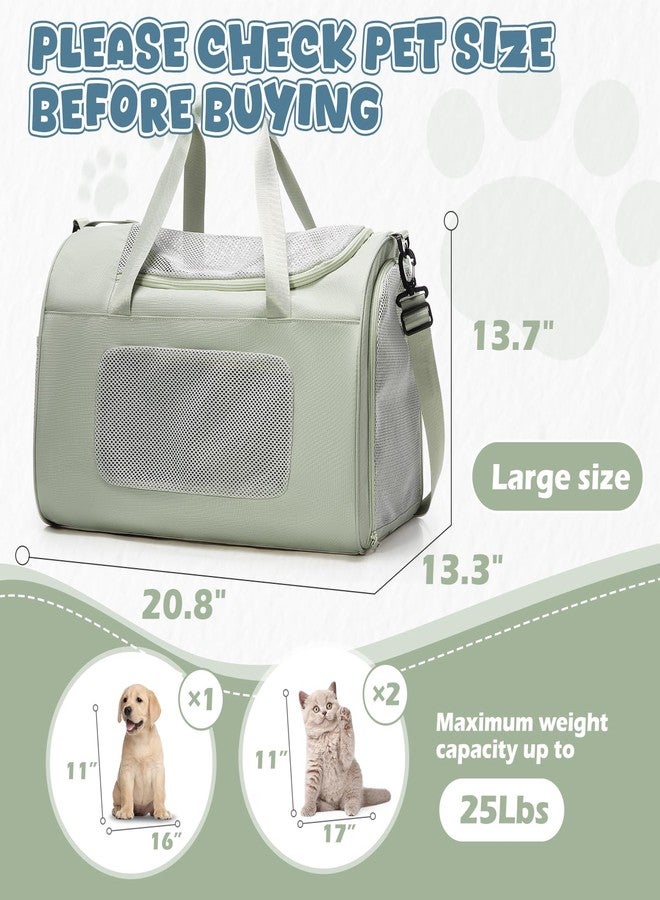 وي بلان حقيبة حمل القطط الكبيرة جدًا من WEPLAN، ذات جوانب ناعمة، معتمدة للسفر الجوي، حقيبة شبكية للحيوانات الأليفة للسفر في الهواء الطلق مع أحزمة كتف، حقائب حمل للقطط/الجراء/الكلاب حتى وزن 30 رطلاً، أخضر - Image 5