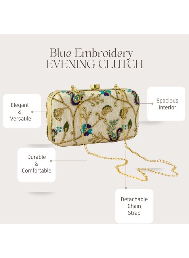 Peacock Elegant Clutch for Women, Lightweight Evening Clutch for Weddings, Proms, Cocktail - Blue - Image 3