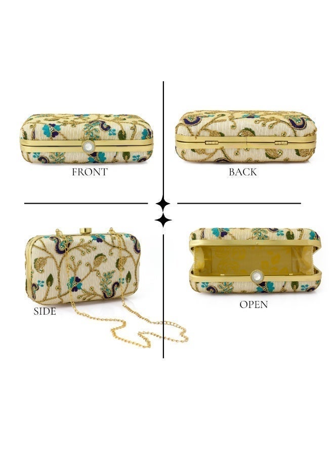 Peacock Elegant Clutch for Women, Lightweight Evening Clutch for Weddings, Proms, Cocktail - Blue - Image 4