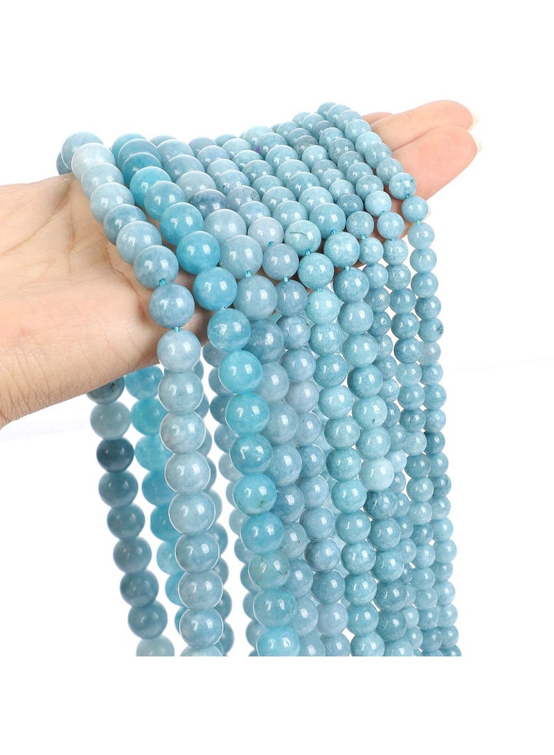 SYOSI Blue Chalcedony Jades Natural Stone Beads Round Smooth Genuine for Jewelry Making, Necklace Bracelet, Gift, Women, Energy Stone Healing Power, Excellent Polishing, Enjoy Diy Fun  - Image 1