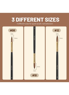Aokitec 3Pcs Acrylic Nail Brush Set Size 101214 Kolinsky Nail Brushes For Acrylic Application Nail Art Brushes For Acrylic Powder Perfect For Nail Extension For Beginner & Professional  - Image 3