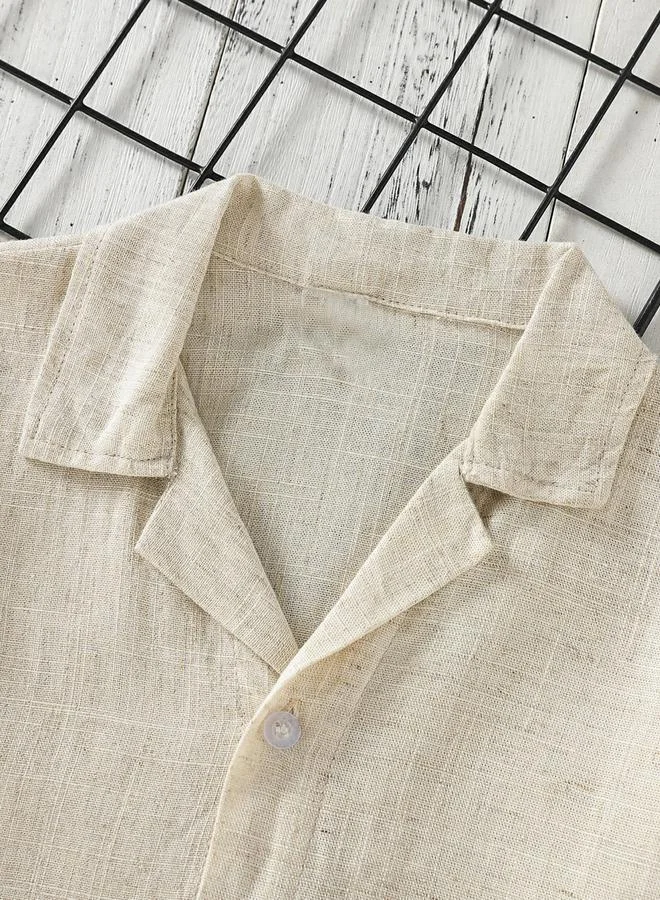 Take Two Beige Boys Beige Linen-Look Shirt And Shorts Set for Men | Best Price UAE