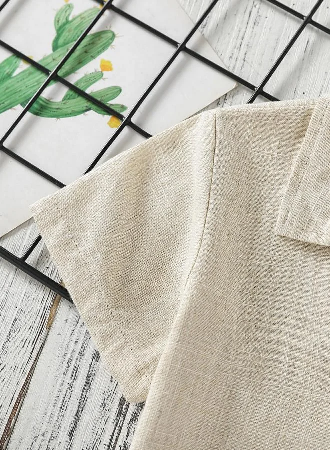 Take Two Beige Boys Beige Linen-Look Shirt And Shorts Set for Men | Best Price UAE