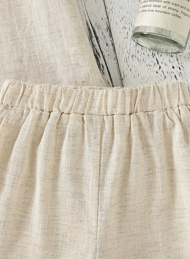 Take Two Beige Boys Beige Linen-Look Shirt And Shorts Set for Men | Best Price UAE