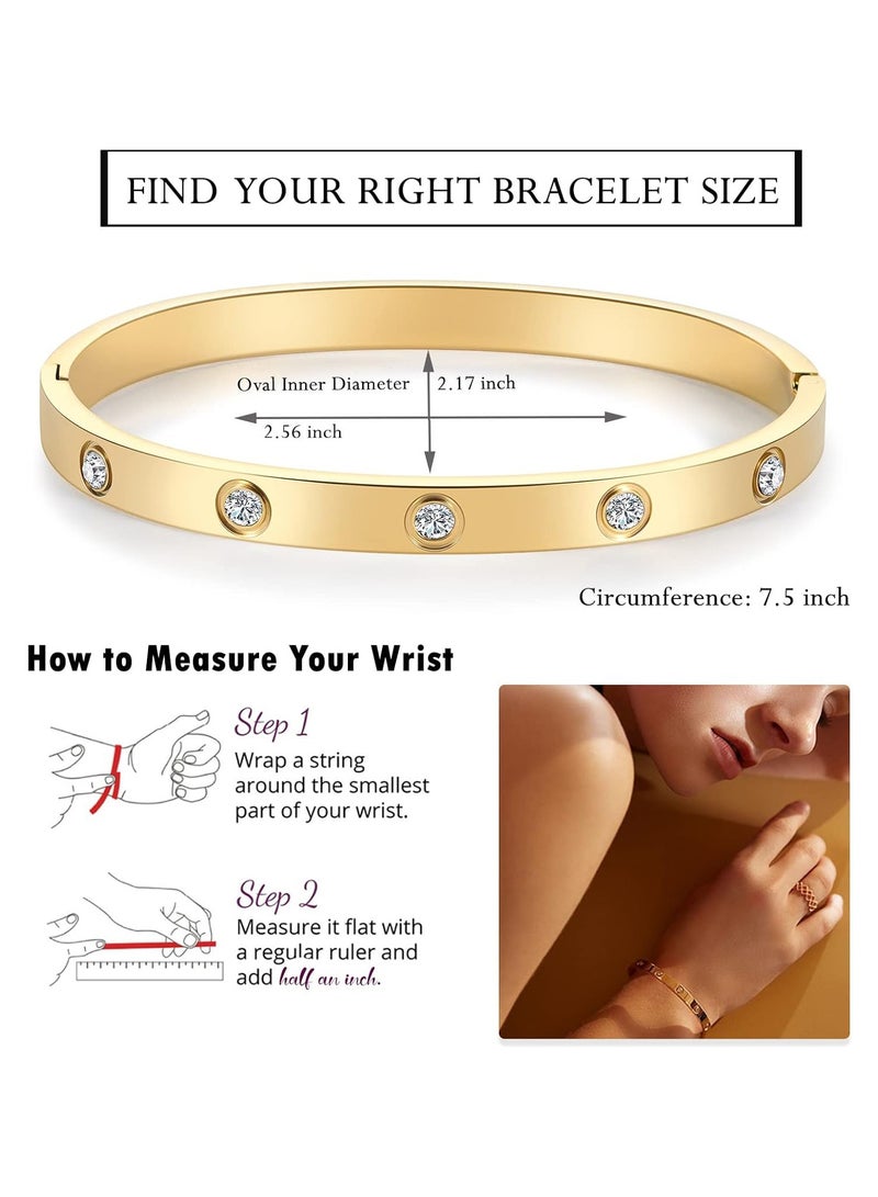 Julia Store 18K Gold Plated Stainless Steel Friendship Bracelets Bangle Cubic Zirconia Stones Stainless Steel Bracelet Jewelry Love Valentines Gifts for Women - Image 5